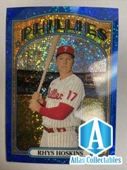 2021 Topps Heritage Chrome Blue Sparkle #19 Rhys Hoskins Philadelphia Phillies